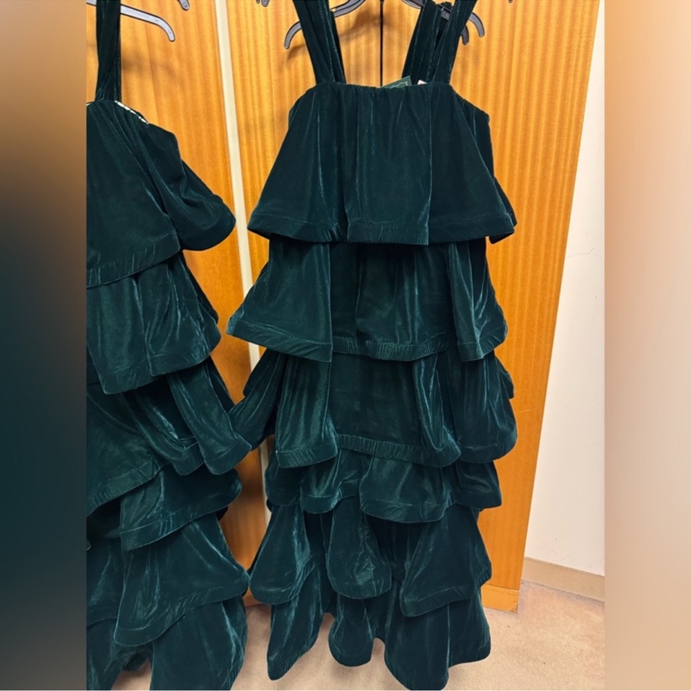 Buru Teagan Velvet Tiered Ruffle A-Line Convertible Mini to Maxi Flounce Dress - Picture 6 of 9